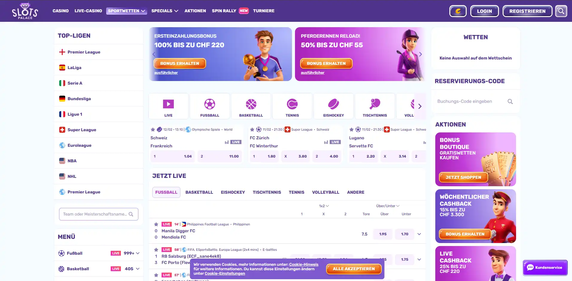 SlotsPalace Sportwetten