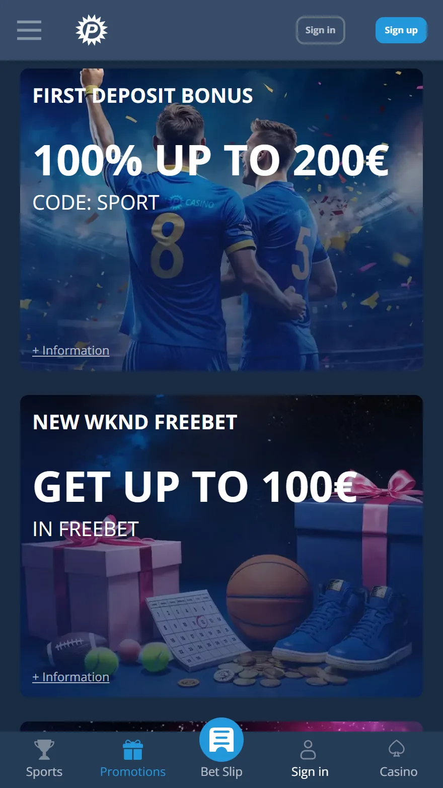 PlatinCasino Aktionsseite