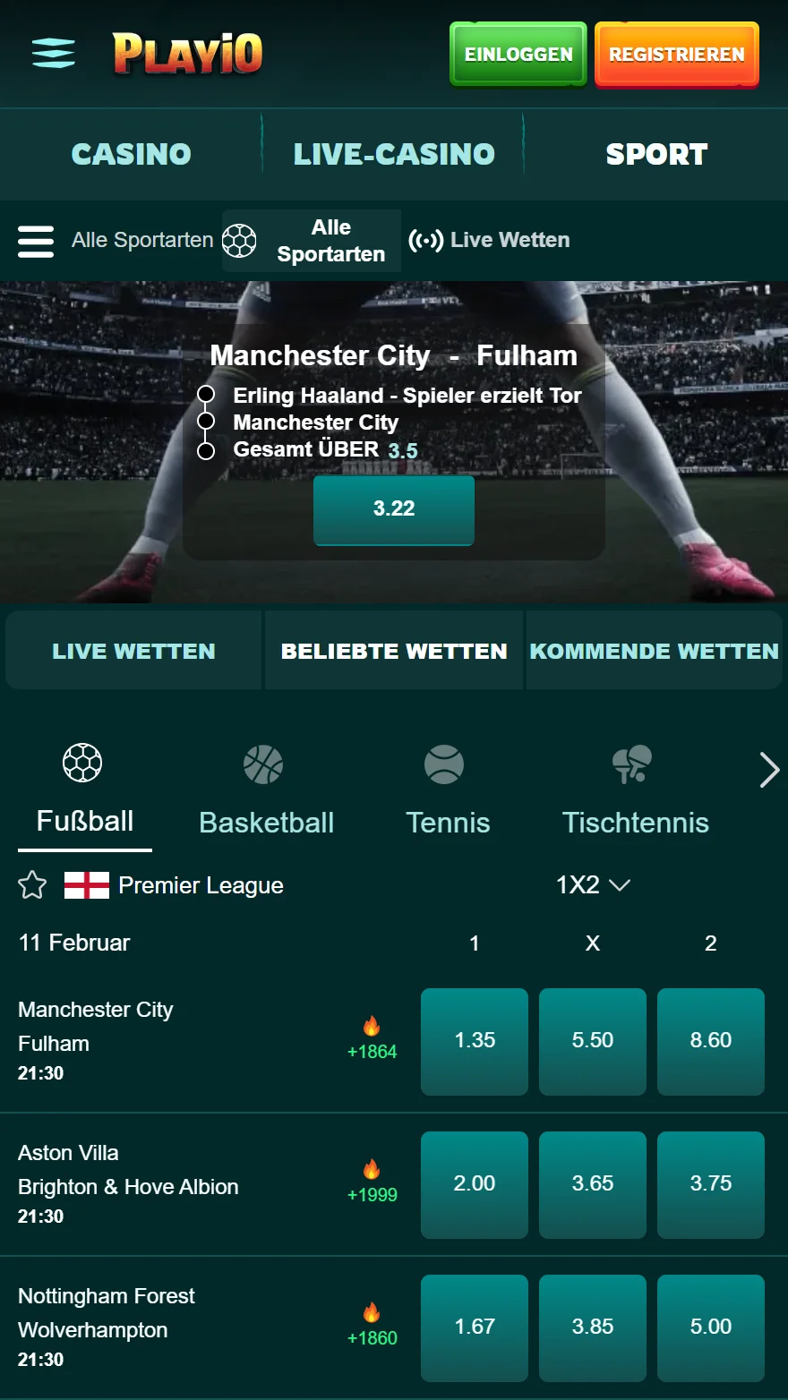 Playio Sportwetten-Seite