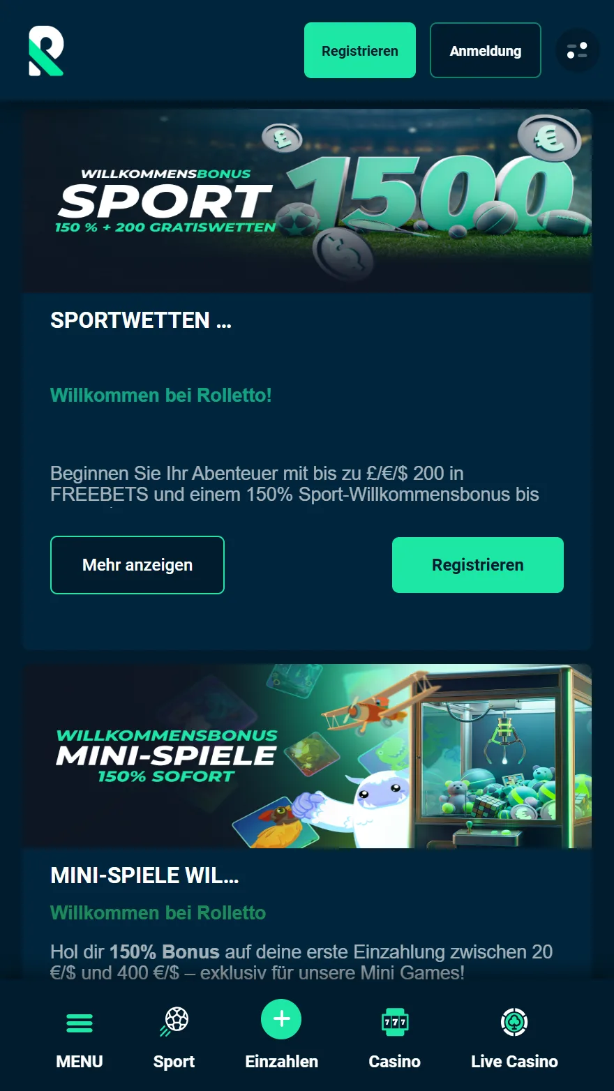 Rolletto Aktionsseite