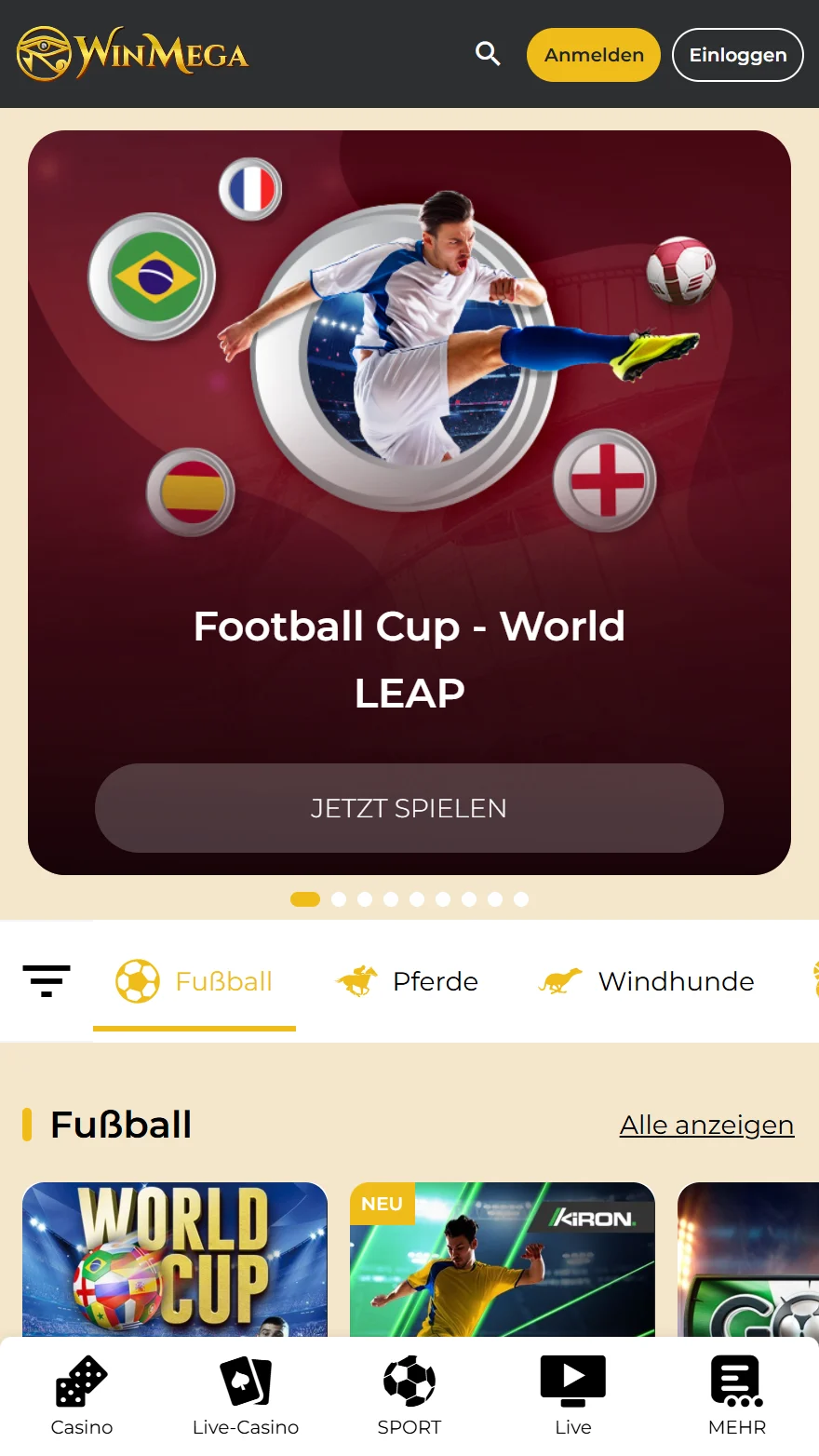 Winmega Virtuelle Sportseite