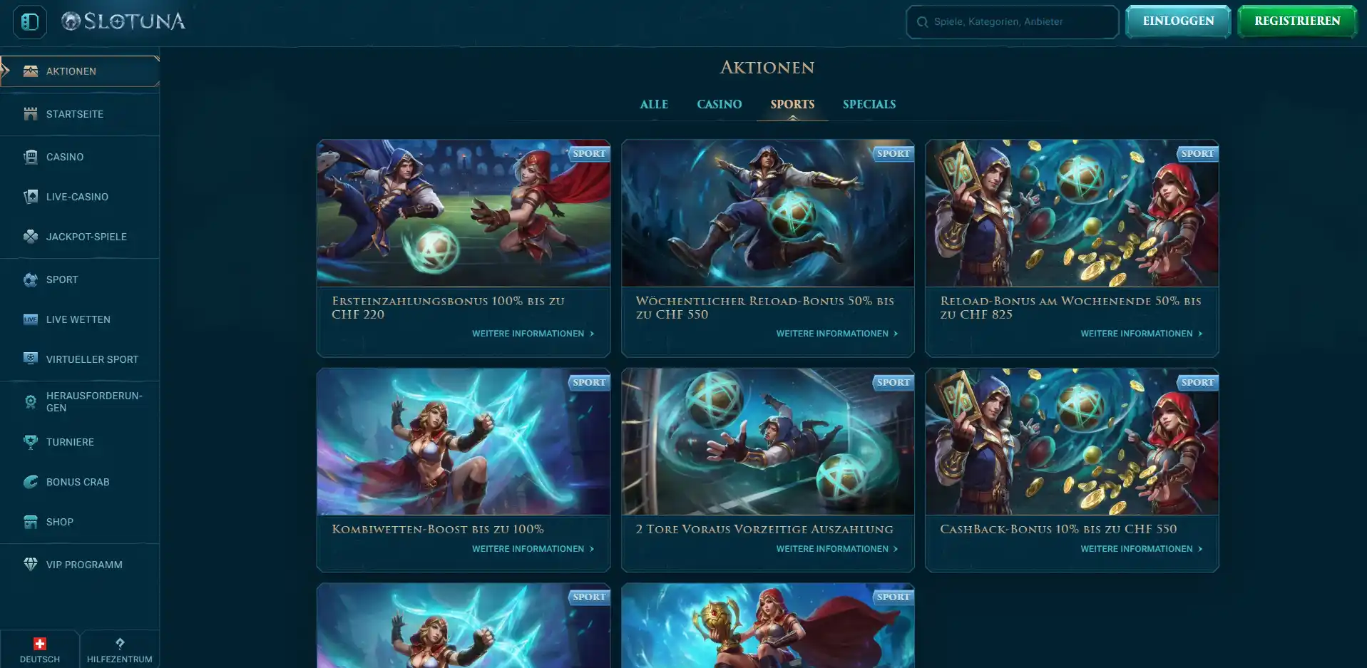 Slotuna Sportwetten Boni