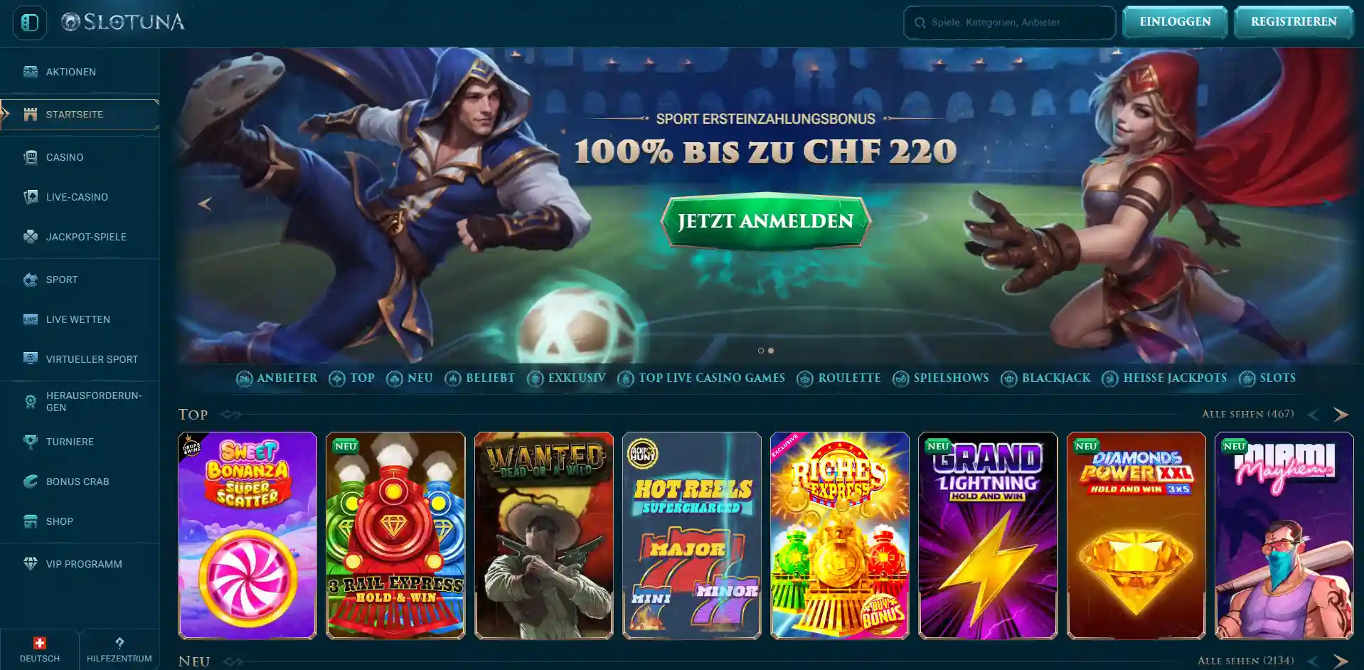 Slotuna Schweiz Seite