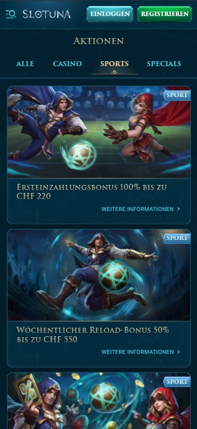 Slotuna Sportwetten Boni Mobile