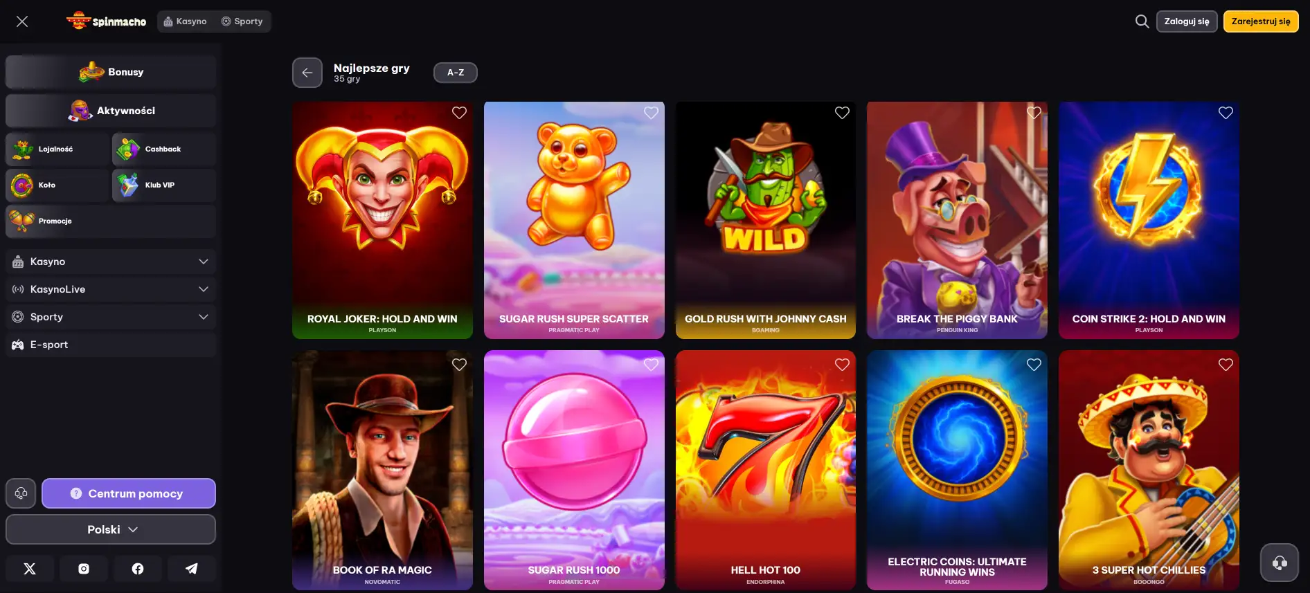 Spinmacho gry kasynowe