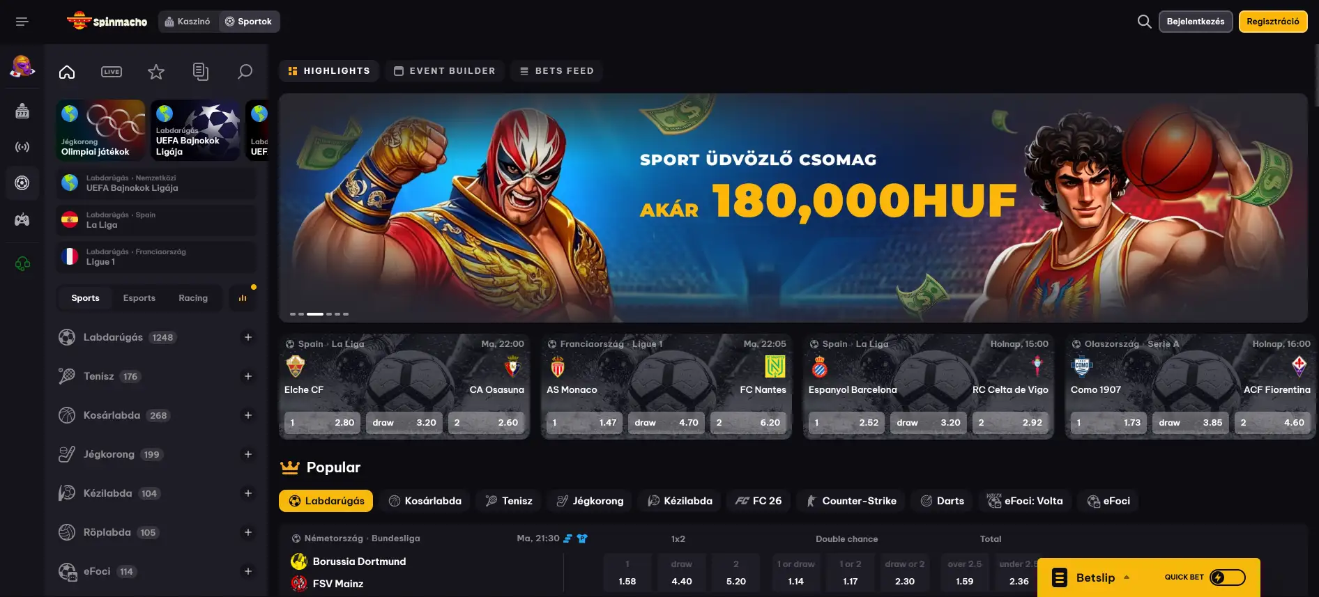 Spinmacho sportfogadás