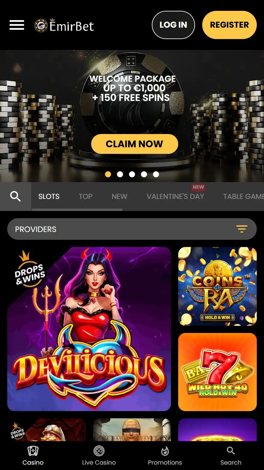 EmirBet страница игр