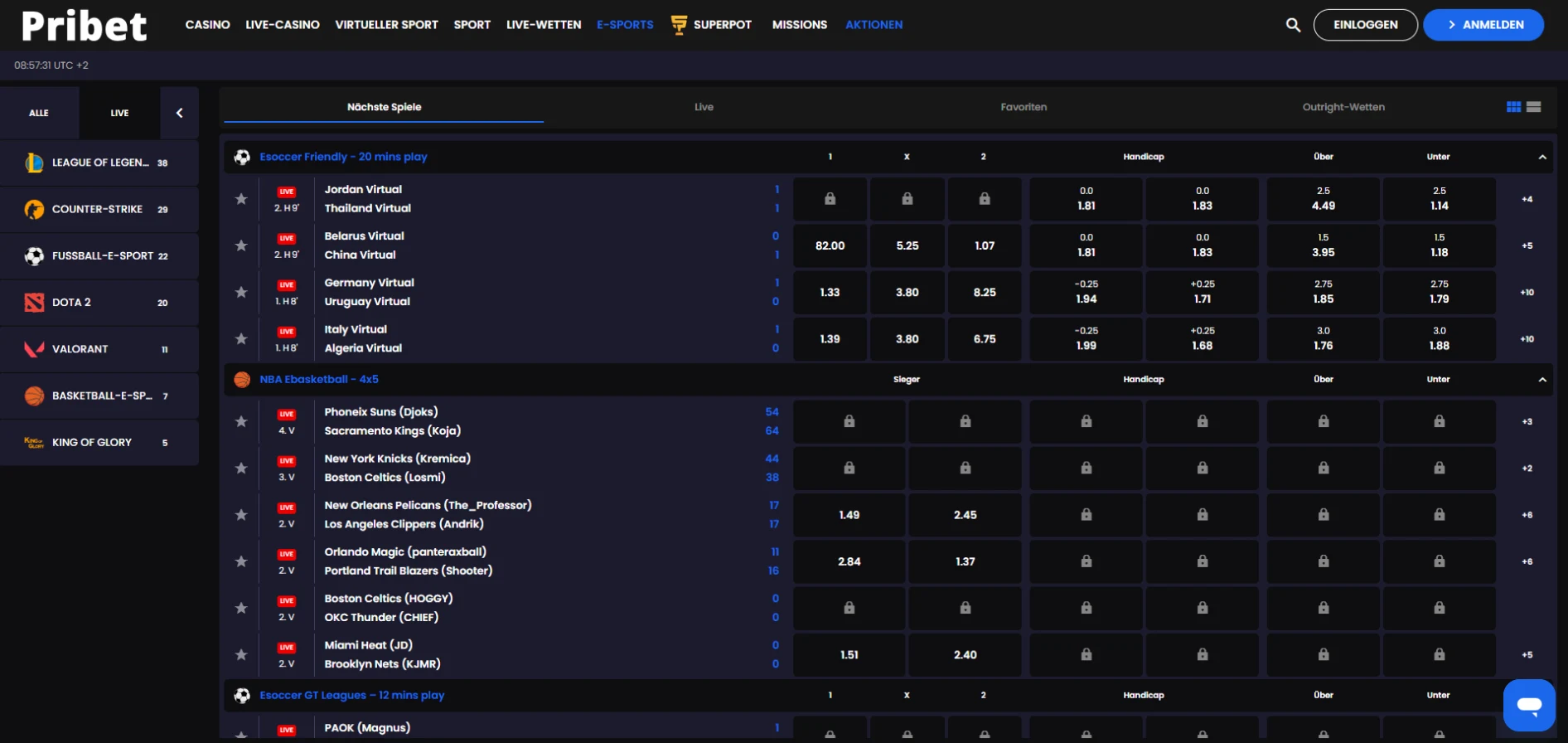 Pribet E-Sport-wetten