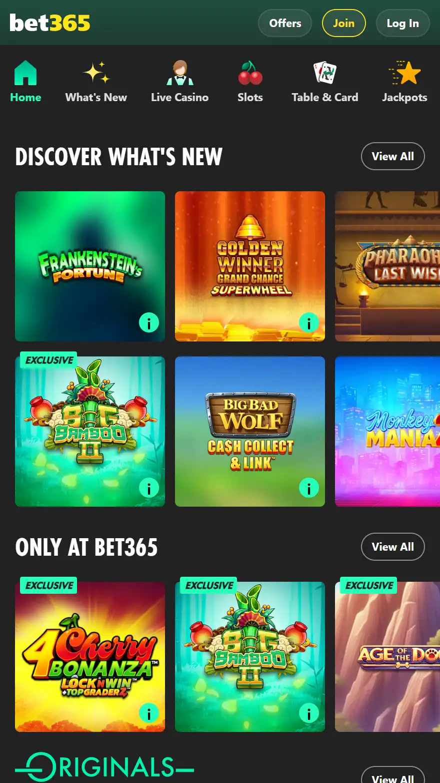 Bet365 casino page