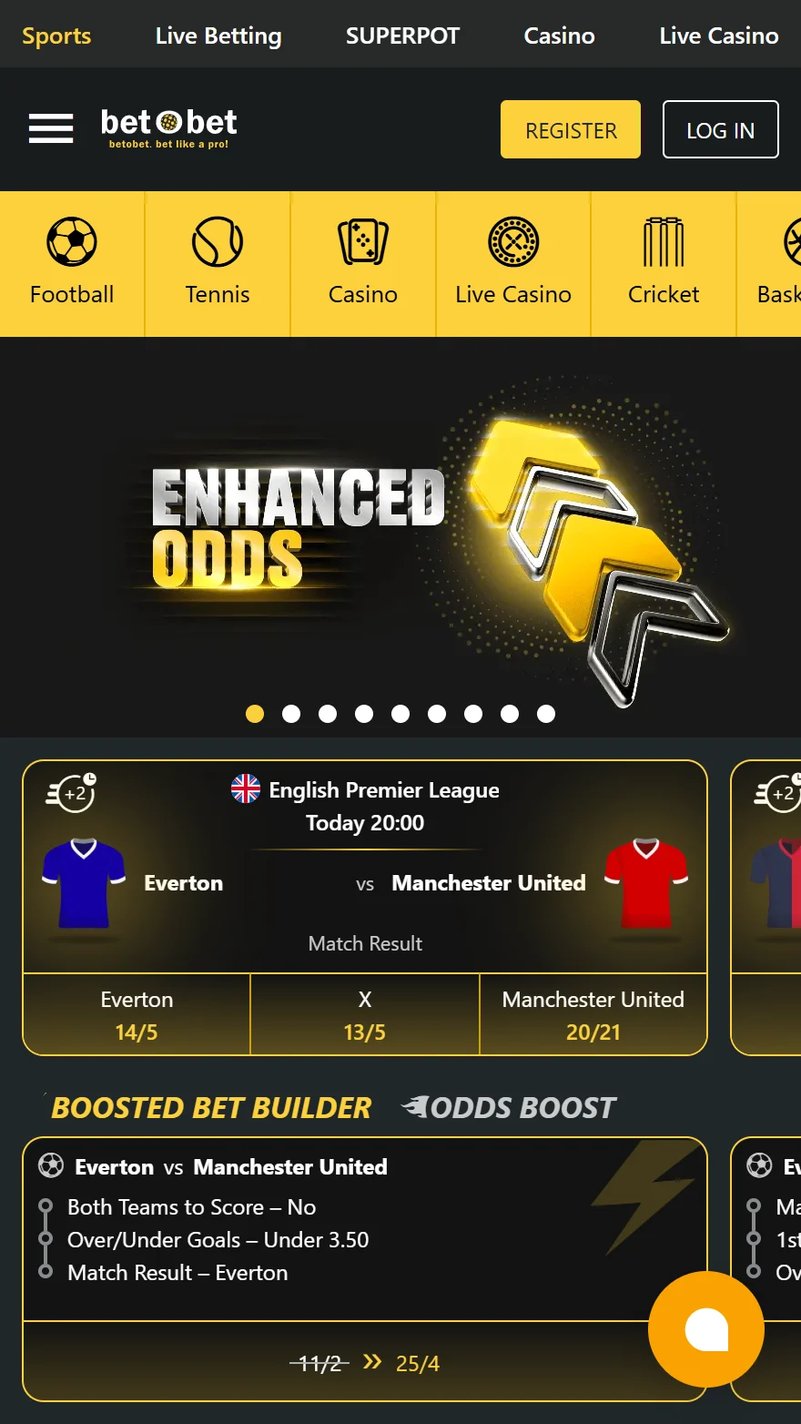 betObet sports betting page