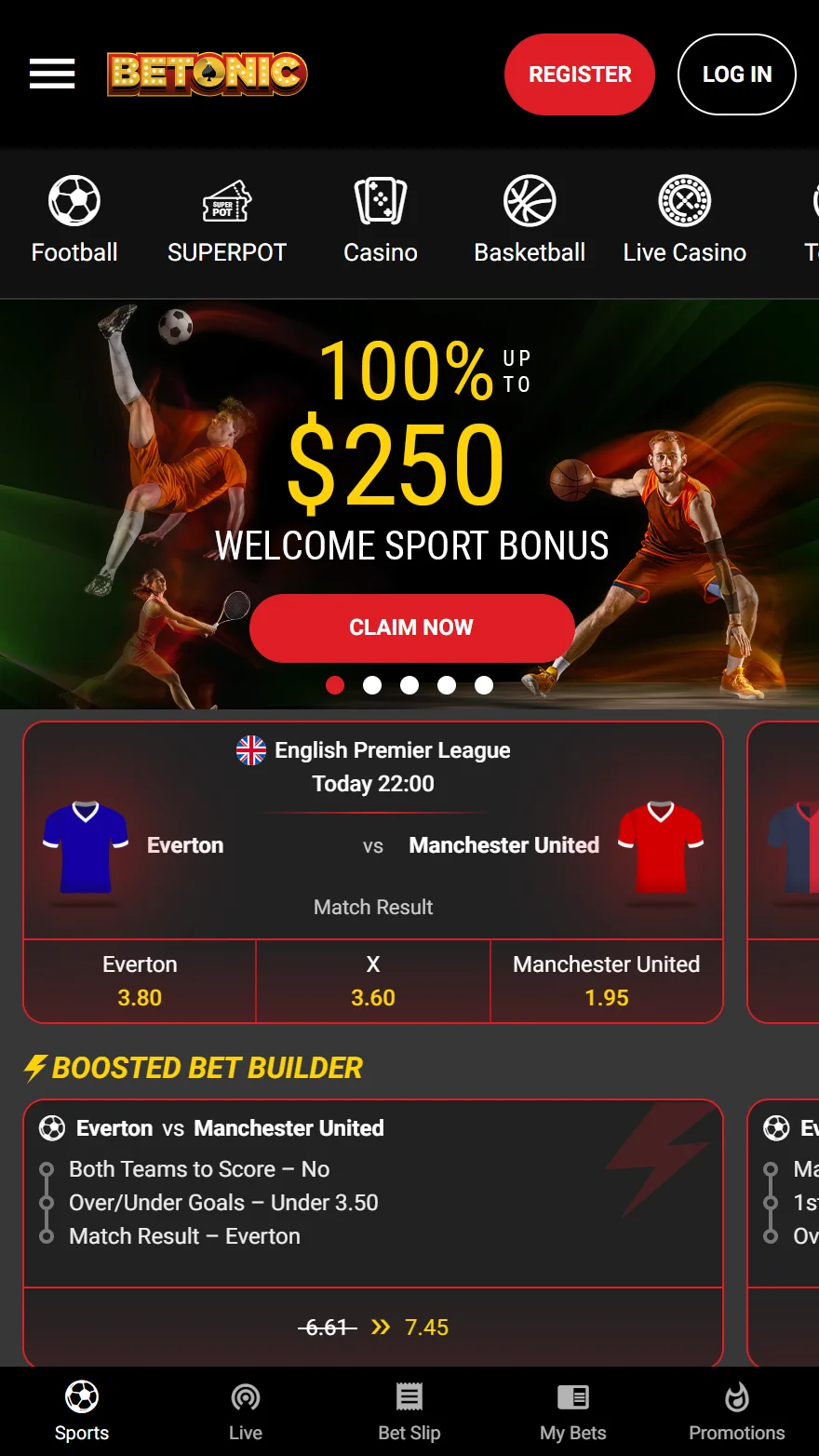 Betonic sports betting page