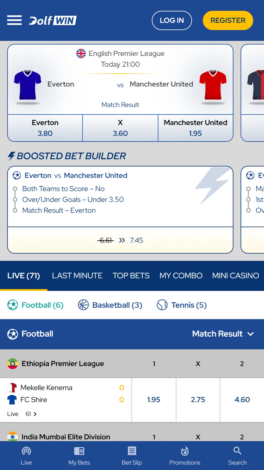 Dolfwin sports betting page