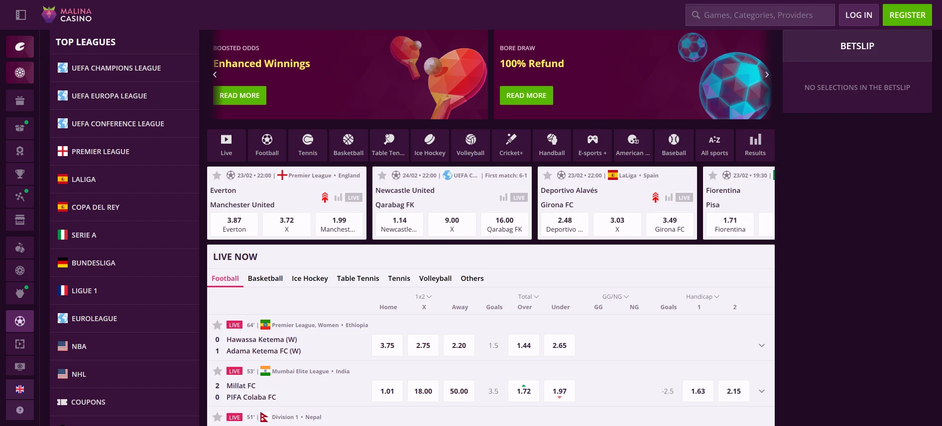 Malina Casino sports betting