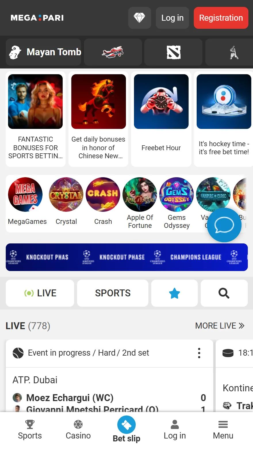 Megapari sports betting page