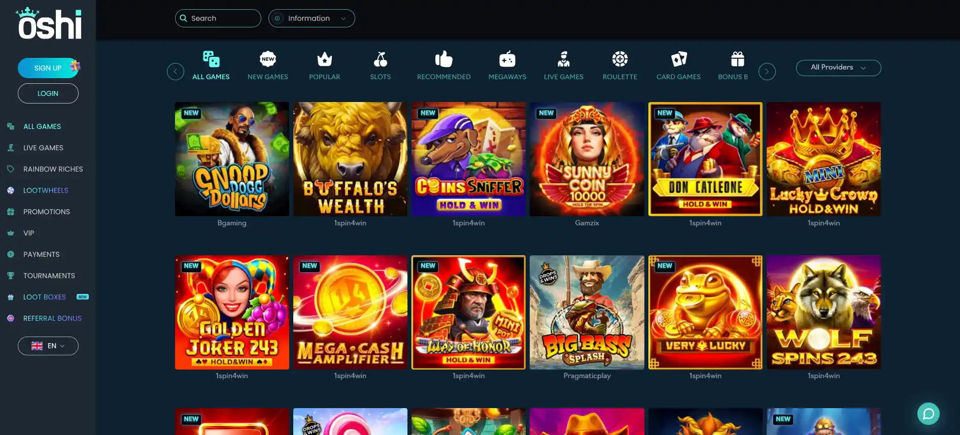 Oshi casino games