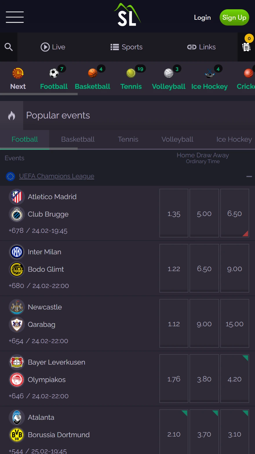 Shangri La sports betting page