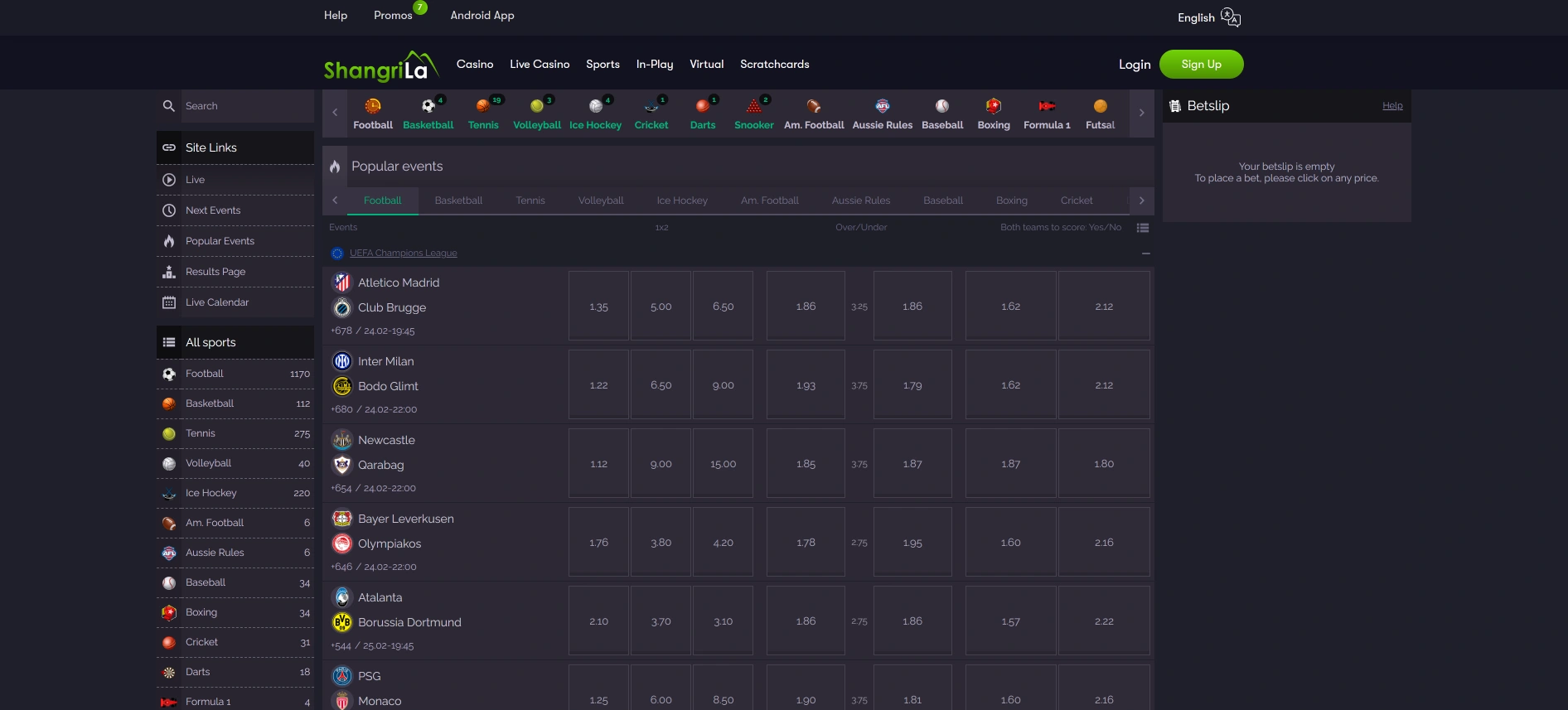Shangri La sports betting