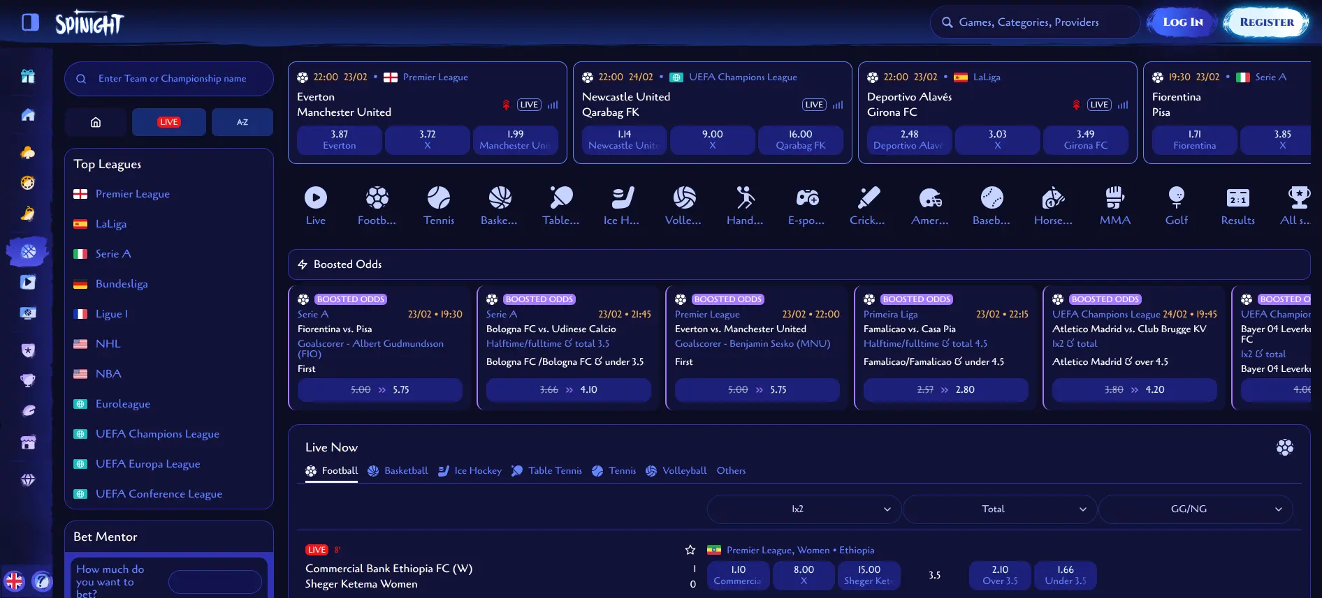 Spinight sports betting