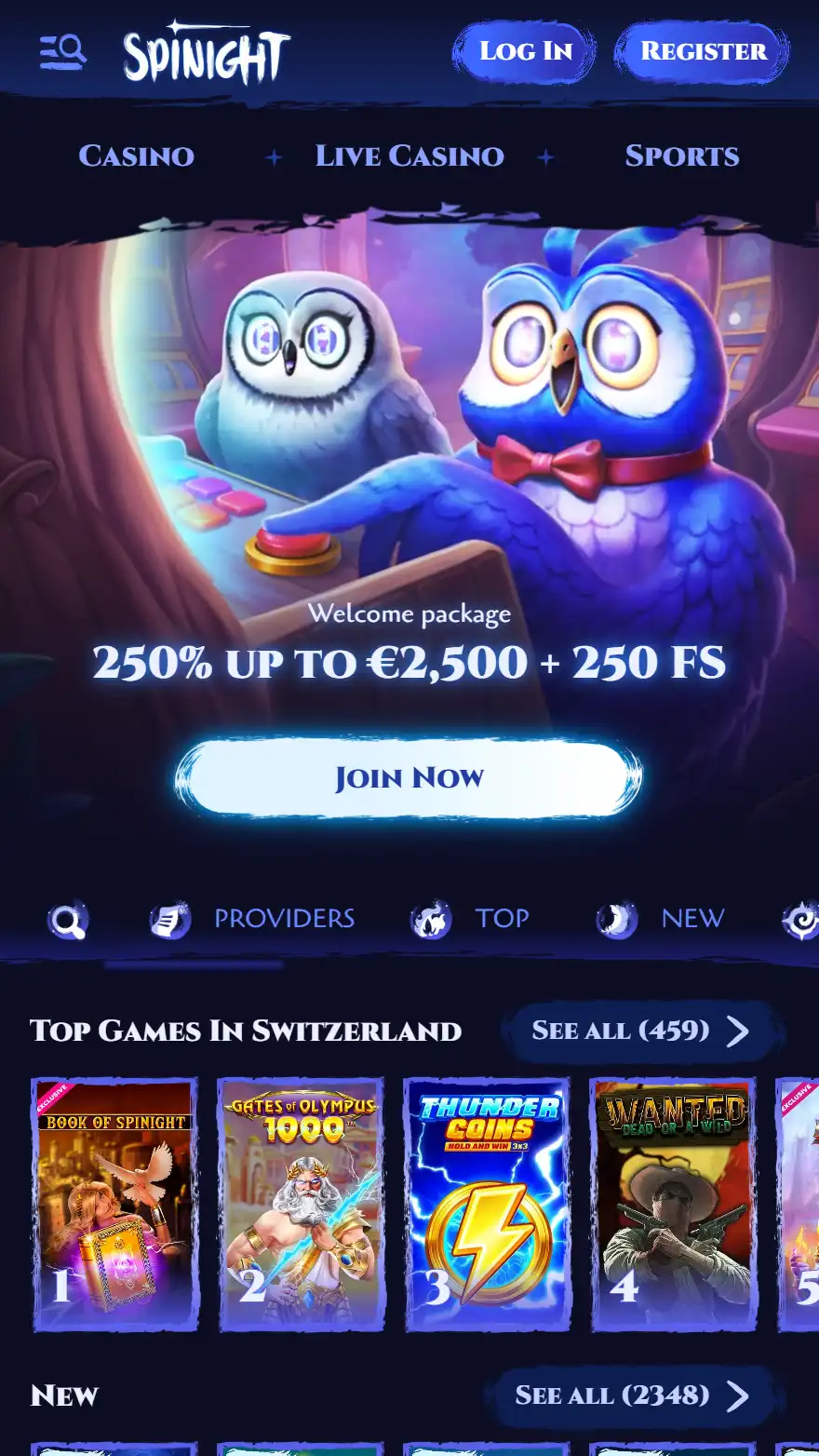 Spinight Casino page