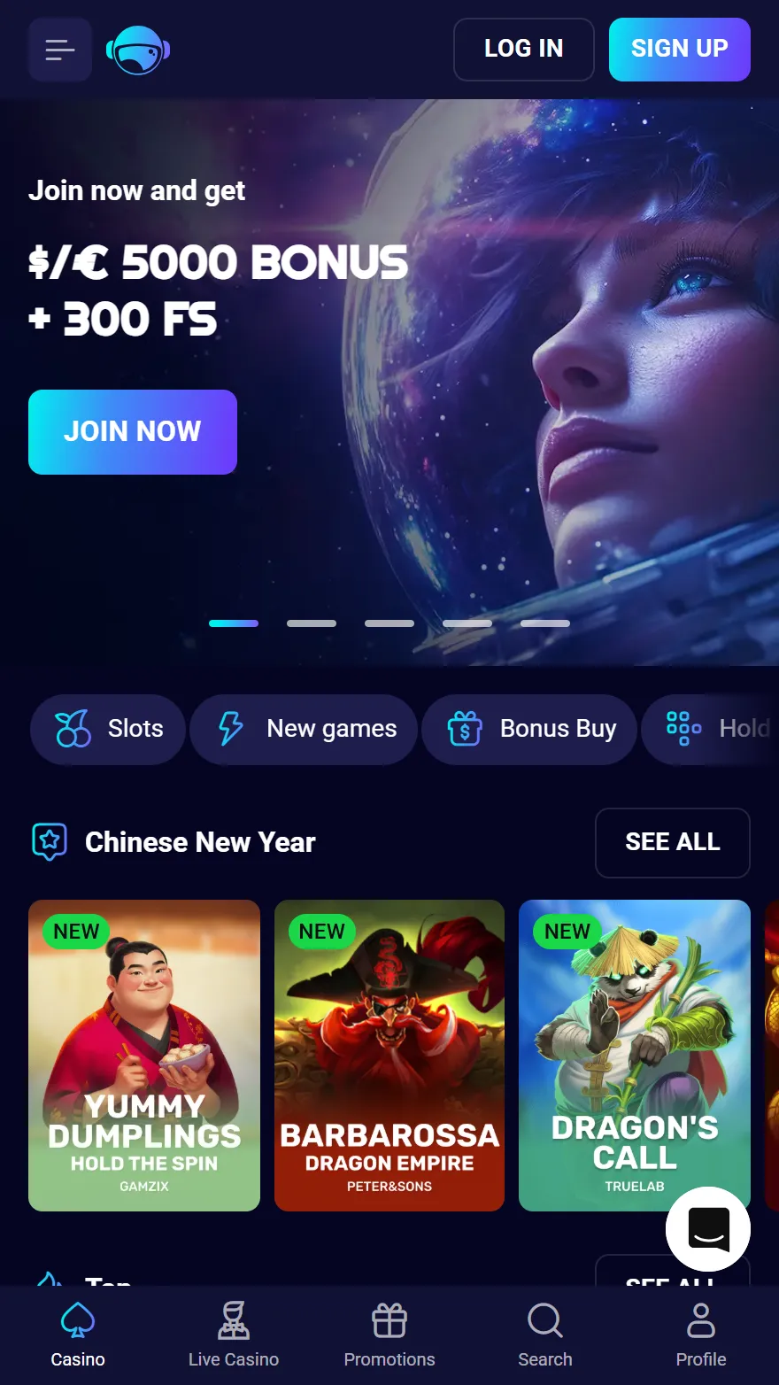 Spinjo Casino homepage