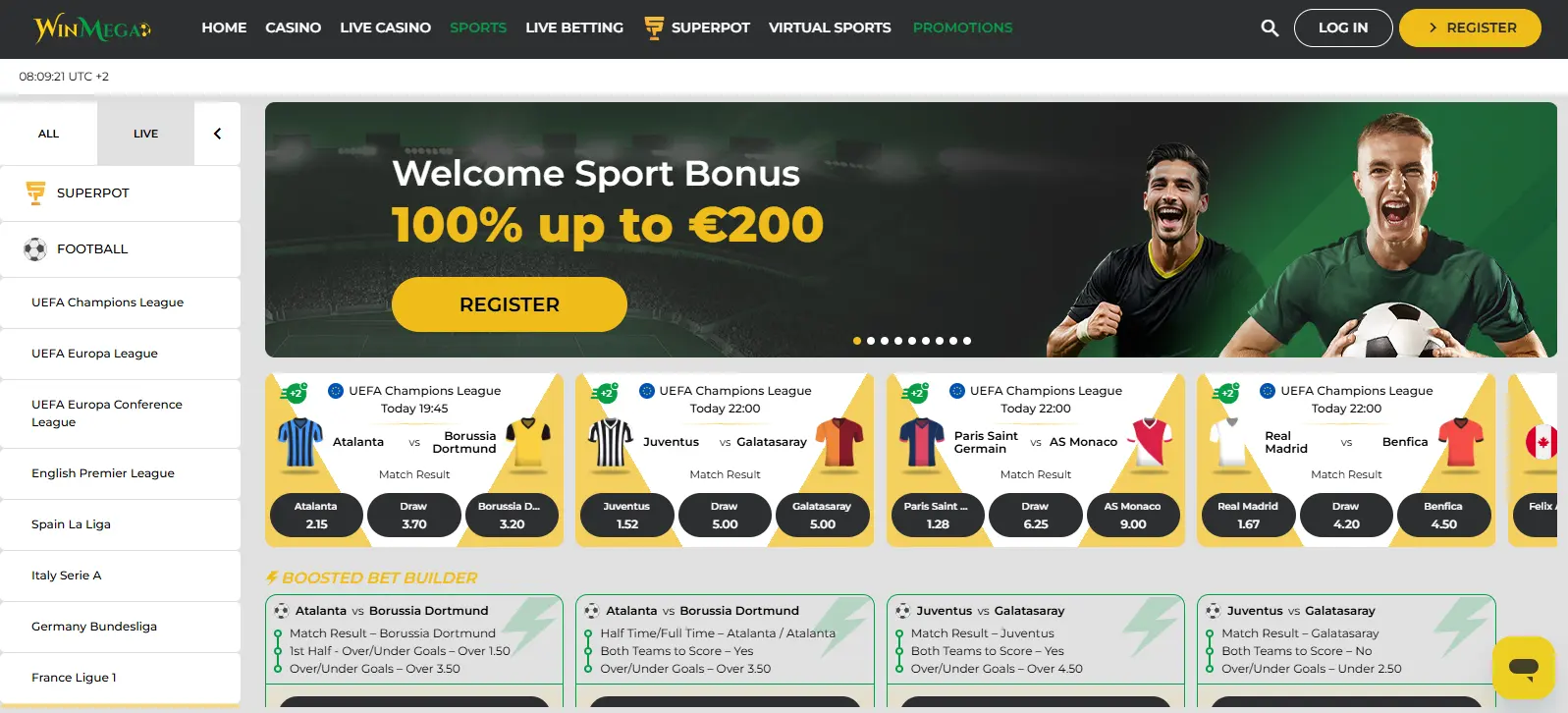 WinMega spordiennustuste leht