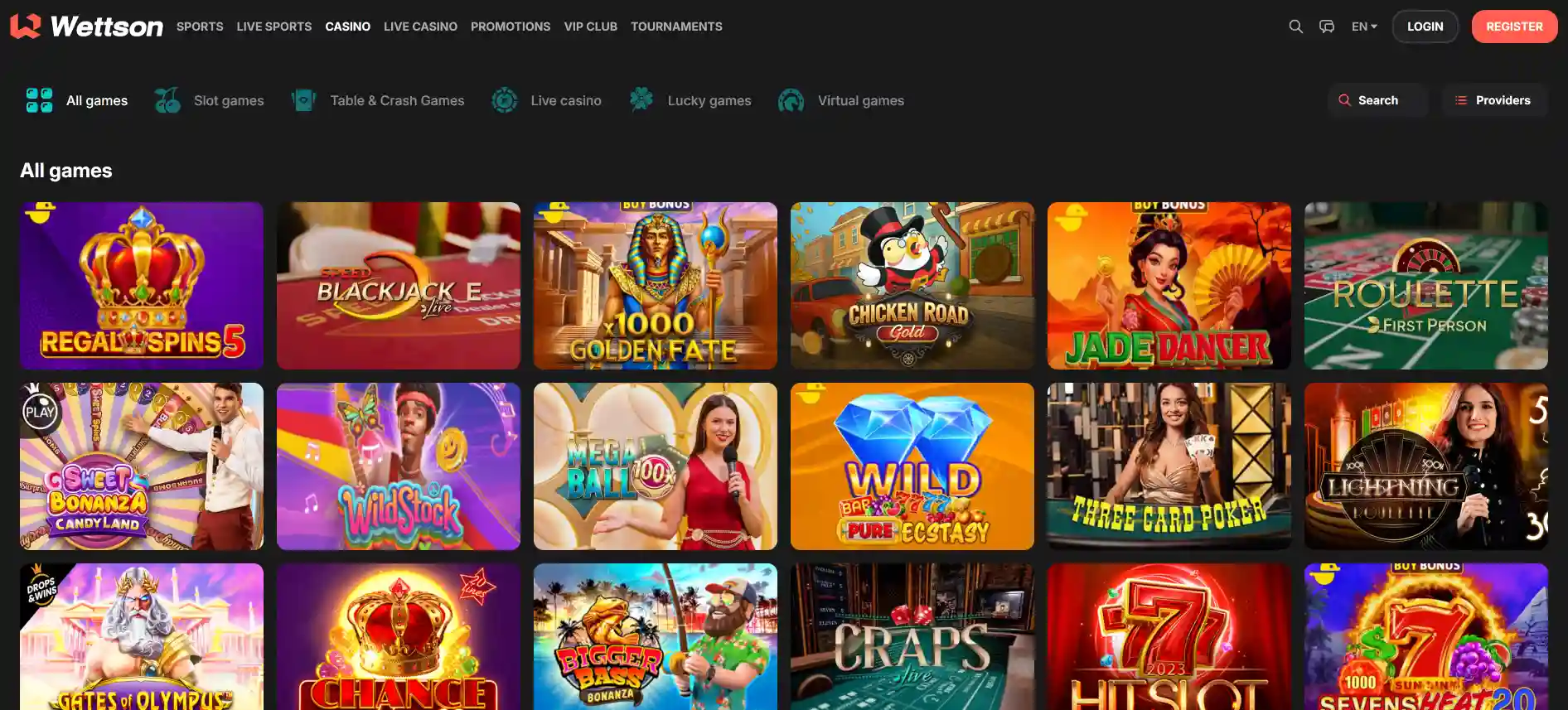 Wettson kasyno gry