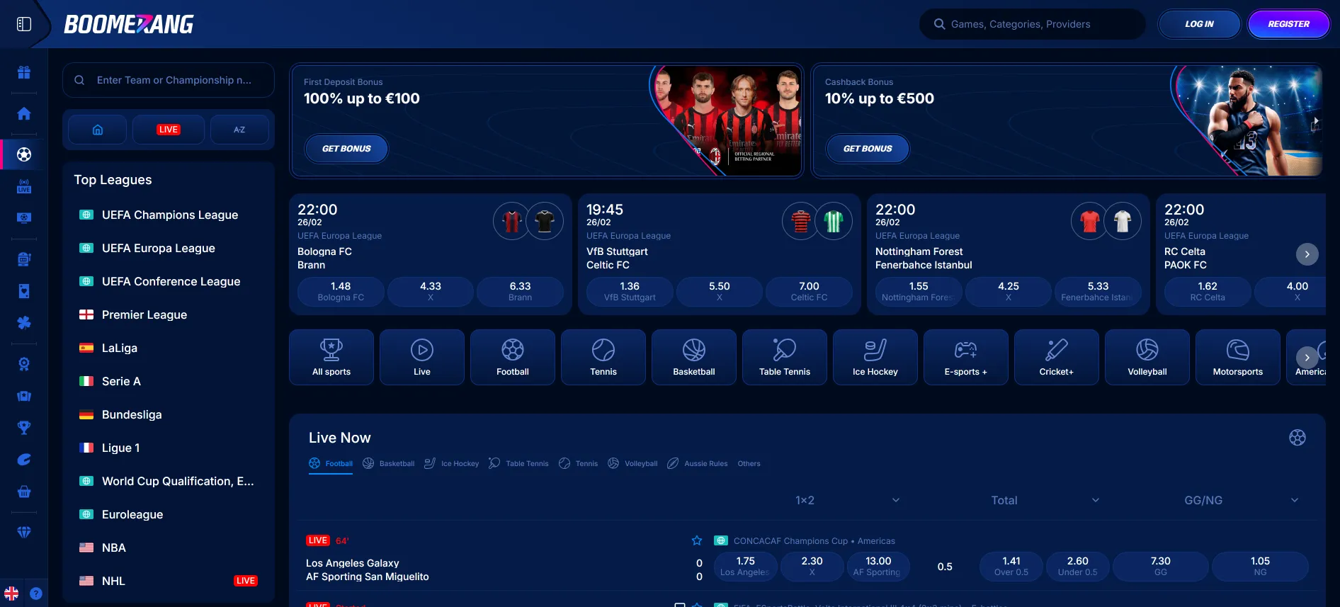 Boomerang Bet sporta likmes