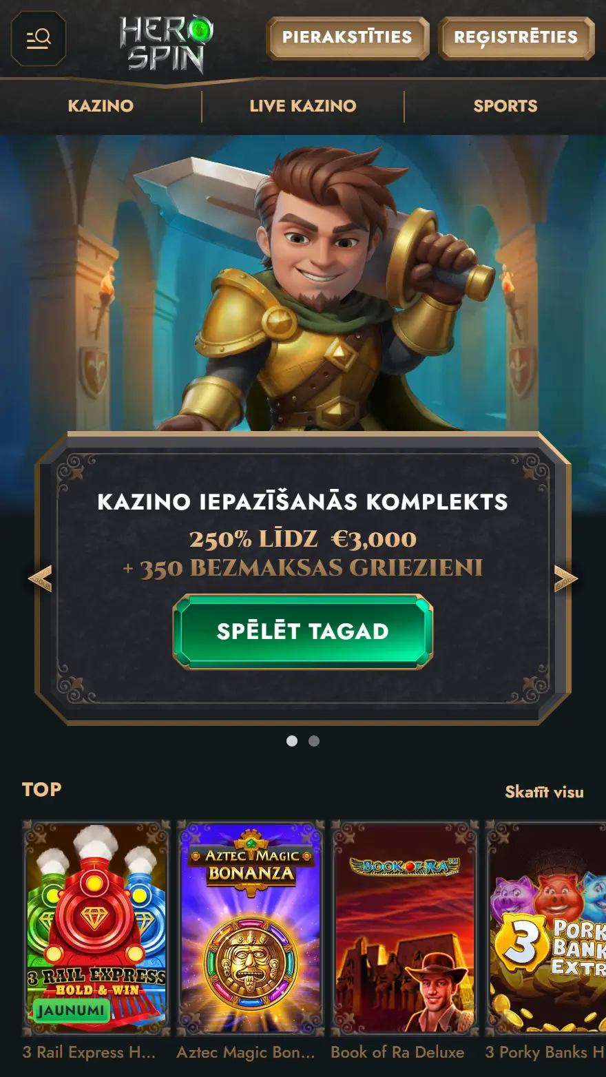 HeroSpin kazino mājaslapa