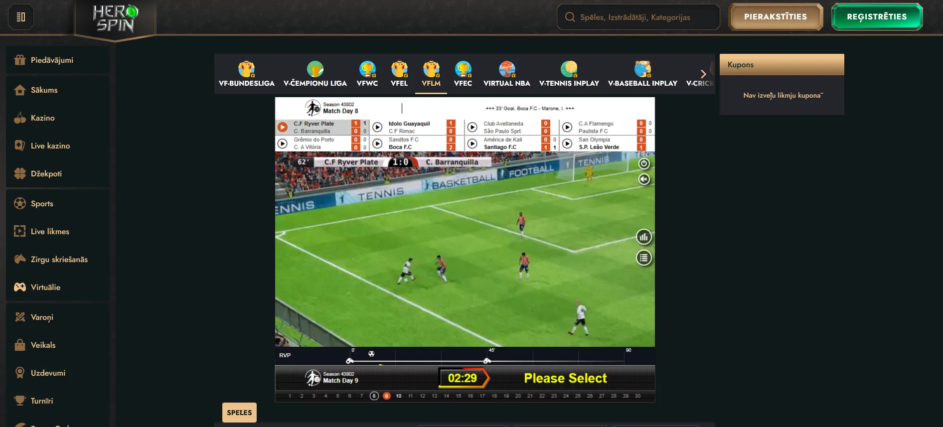 HeroSpin virtuālais sports