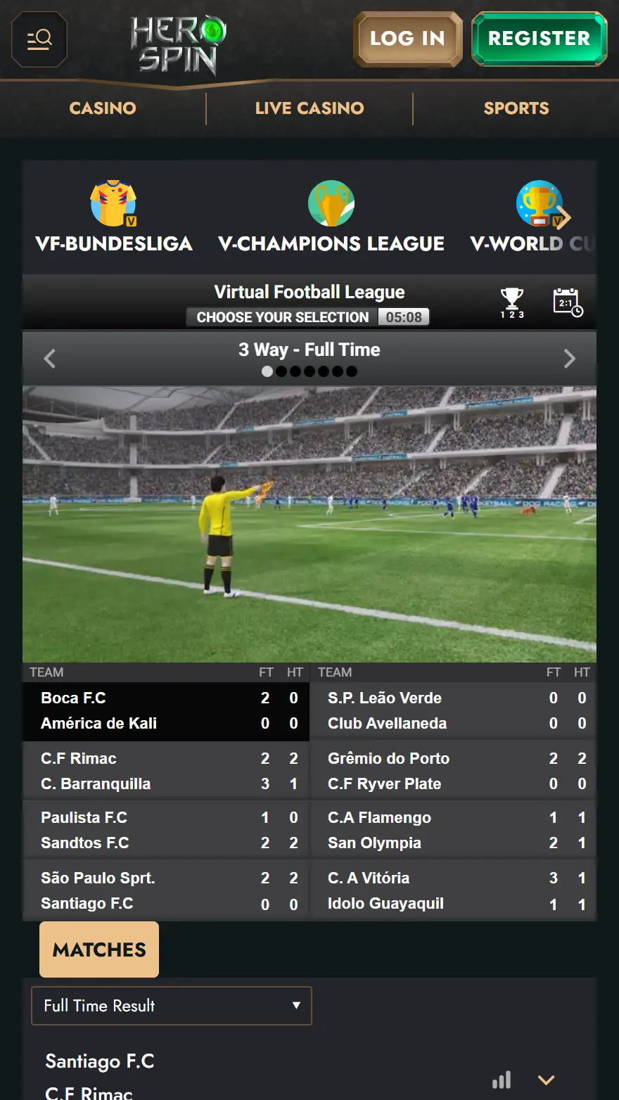 HeroSpin страница виртуального спорта