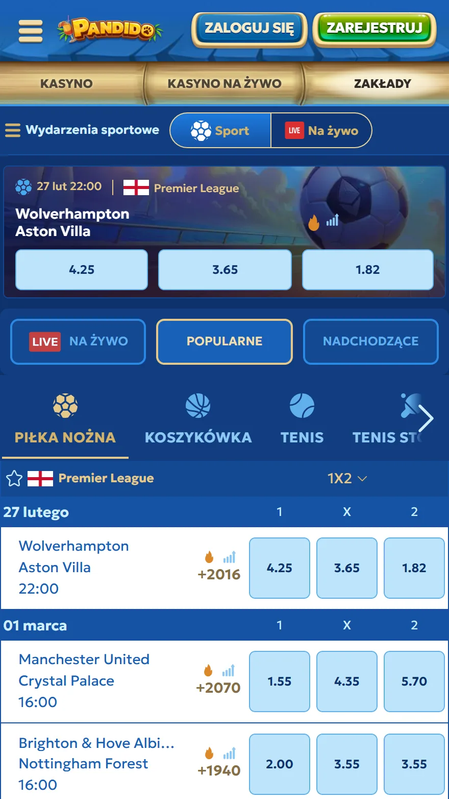 Pandido strona zakładów sportowych