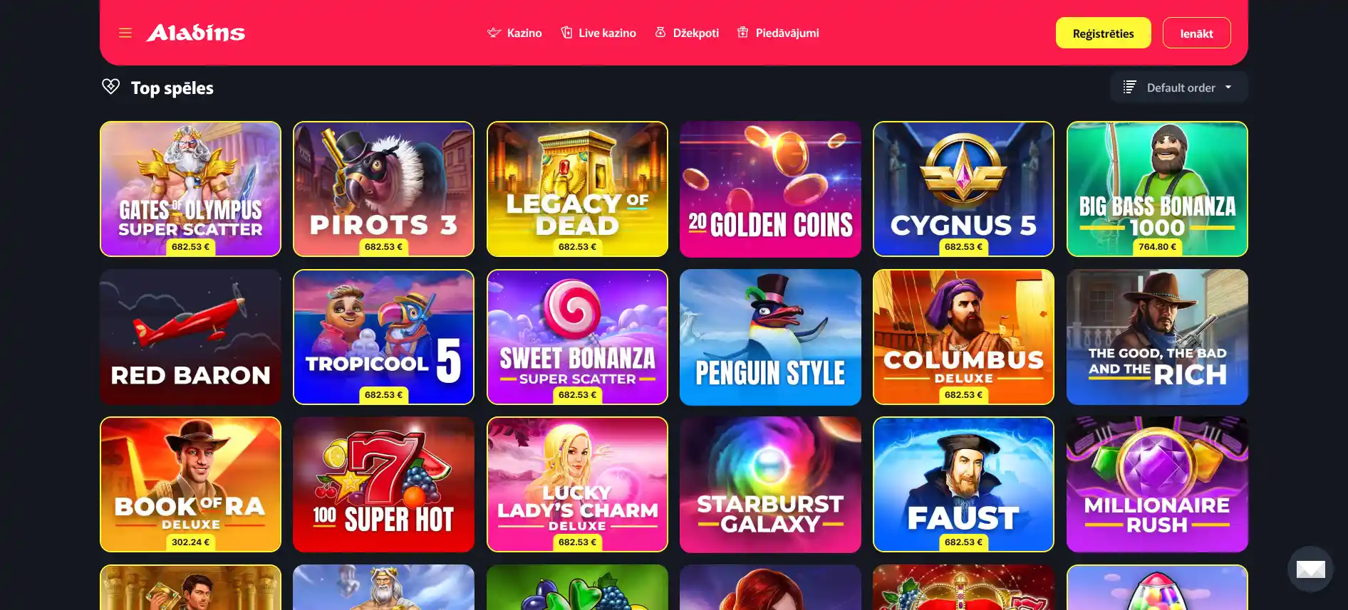 Aladins kazino spēles