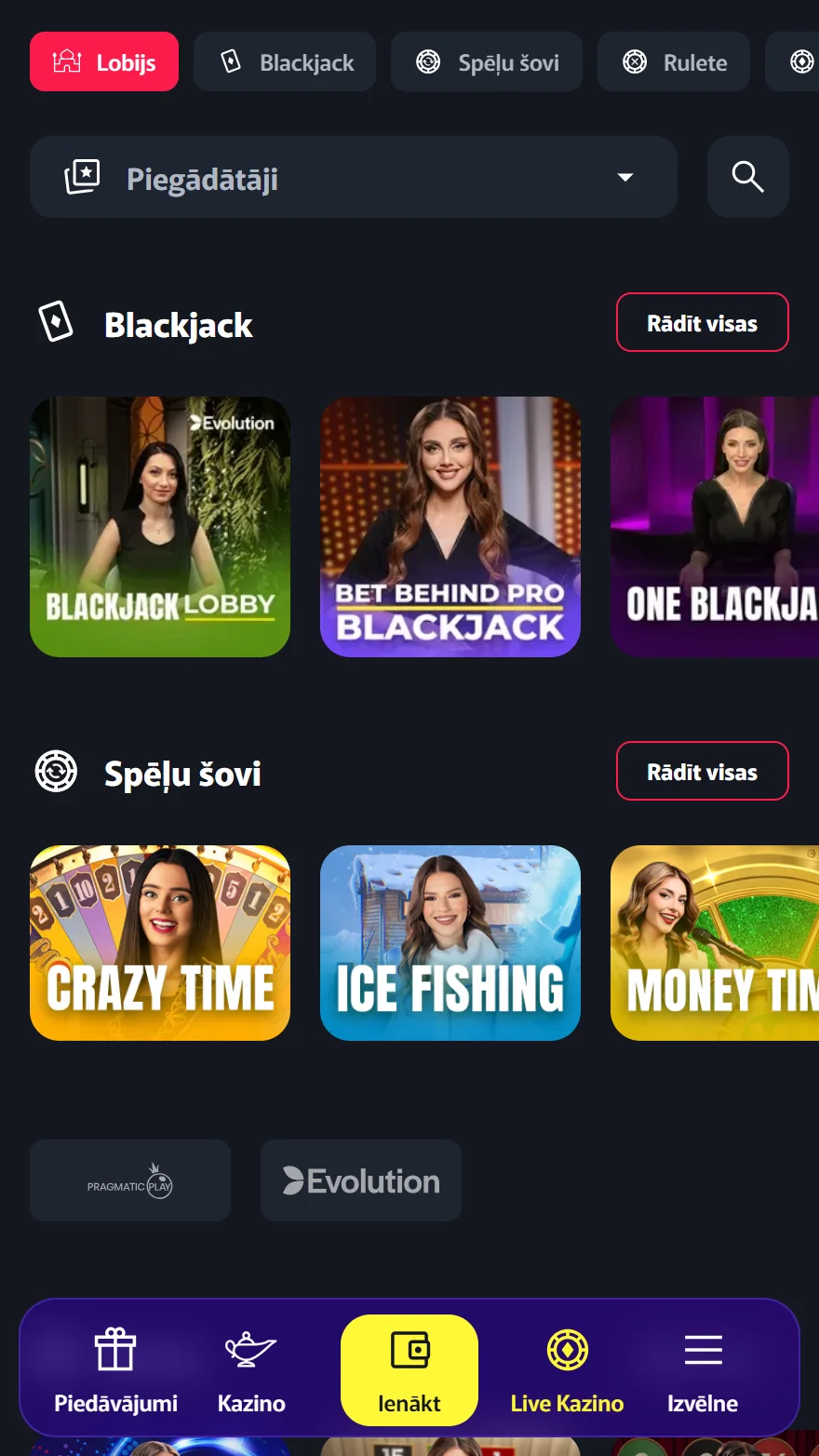 Aladins live kazino lapa