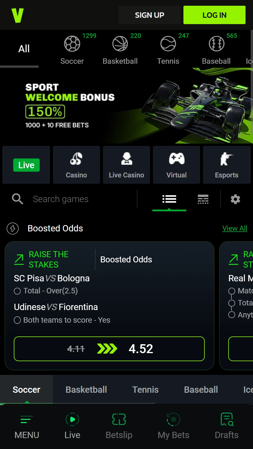 Velobet sportfogadás oldal