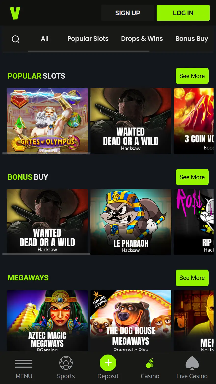 Velobet casinospelsida