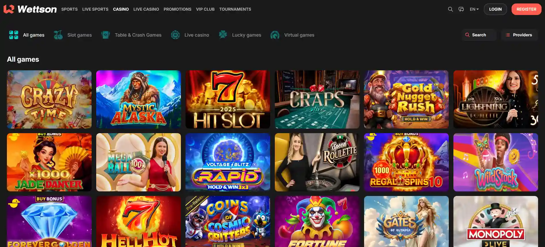 Wettson Casino games