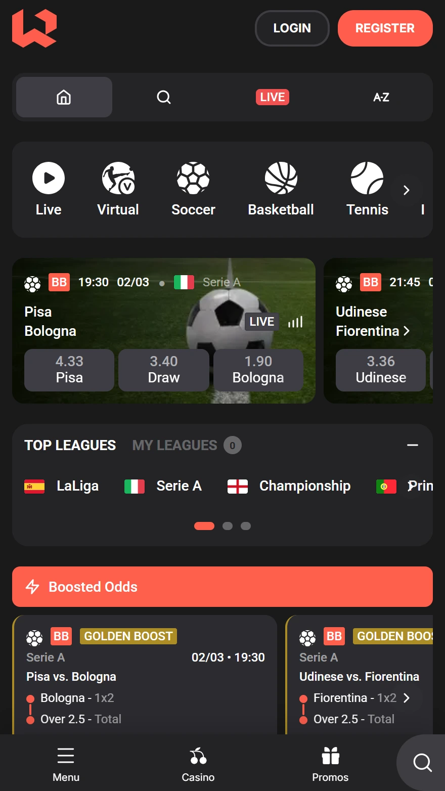 Wettson sports betting page