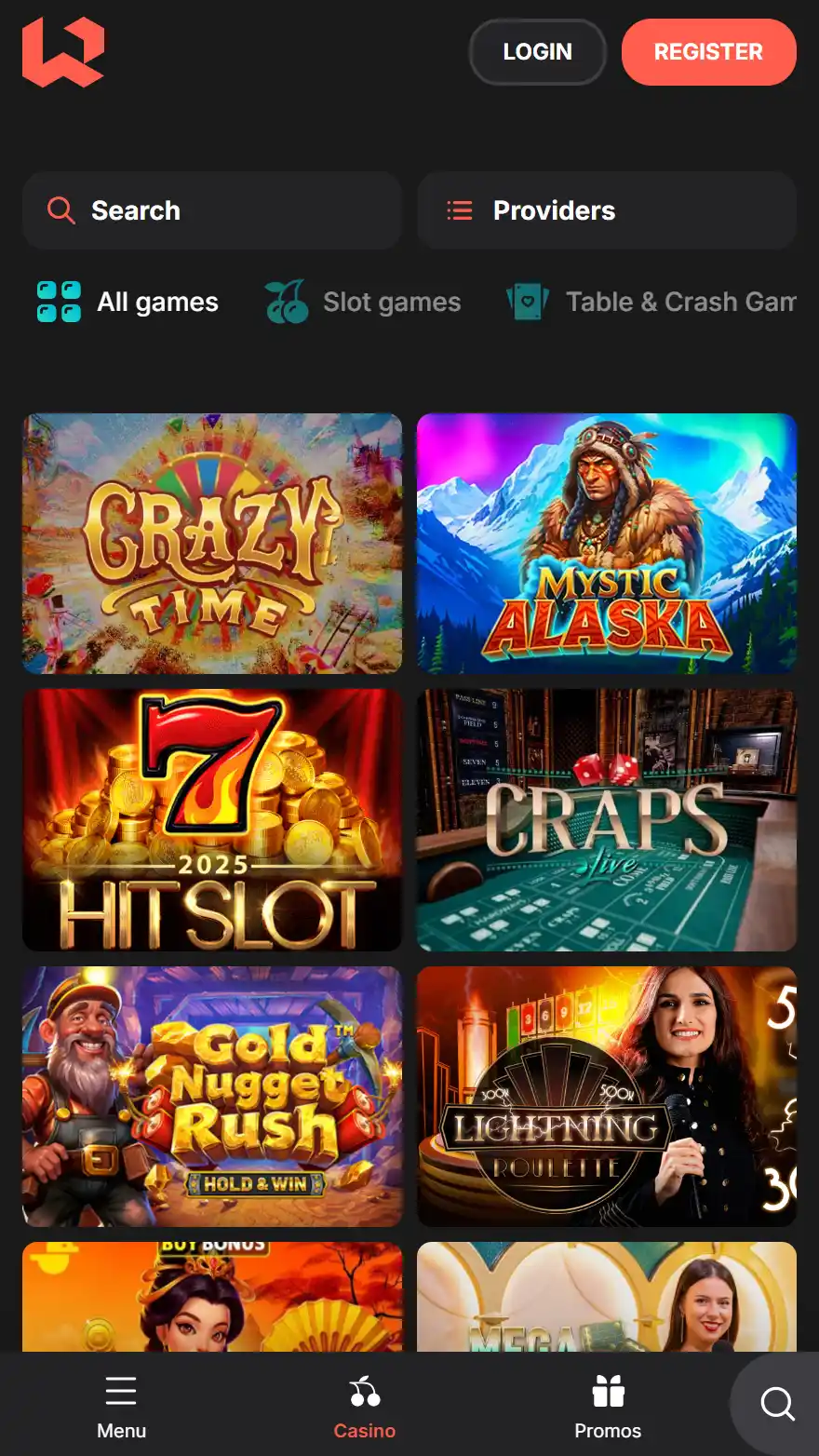 Wettson Casino games page