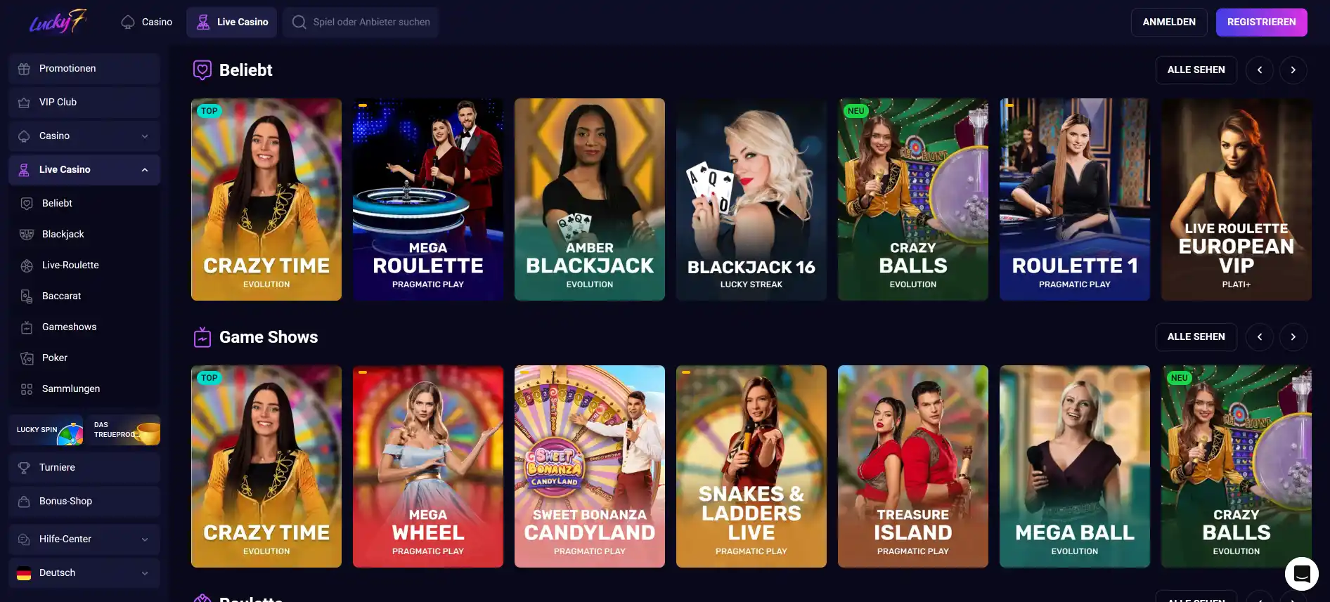 Lucky7even Live-Casino