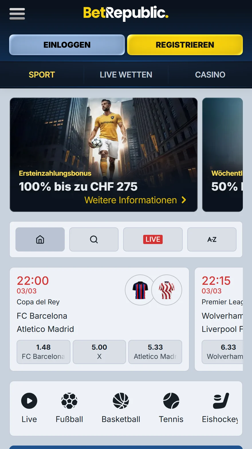 BetRepublic Sportwettenseite
