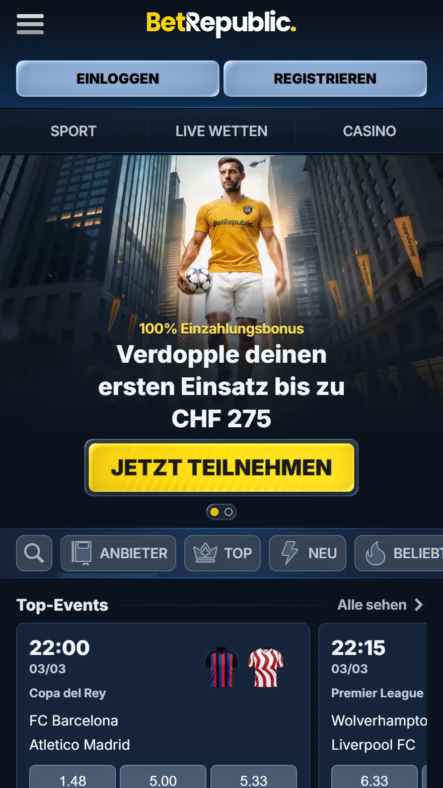 BetRepublic Startseite