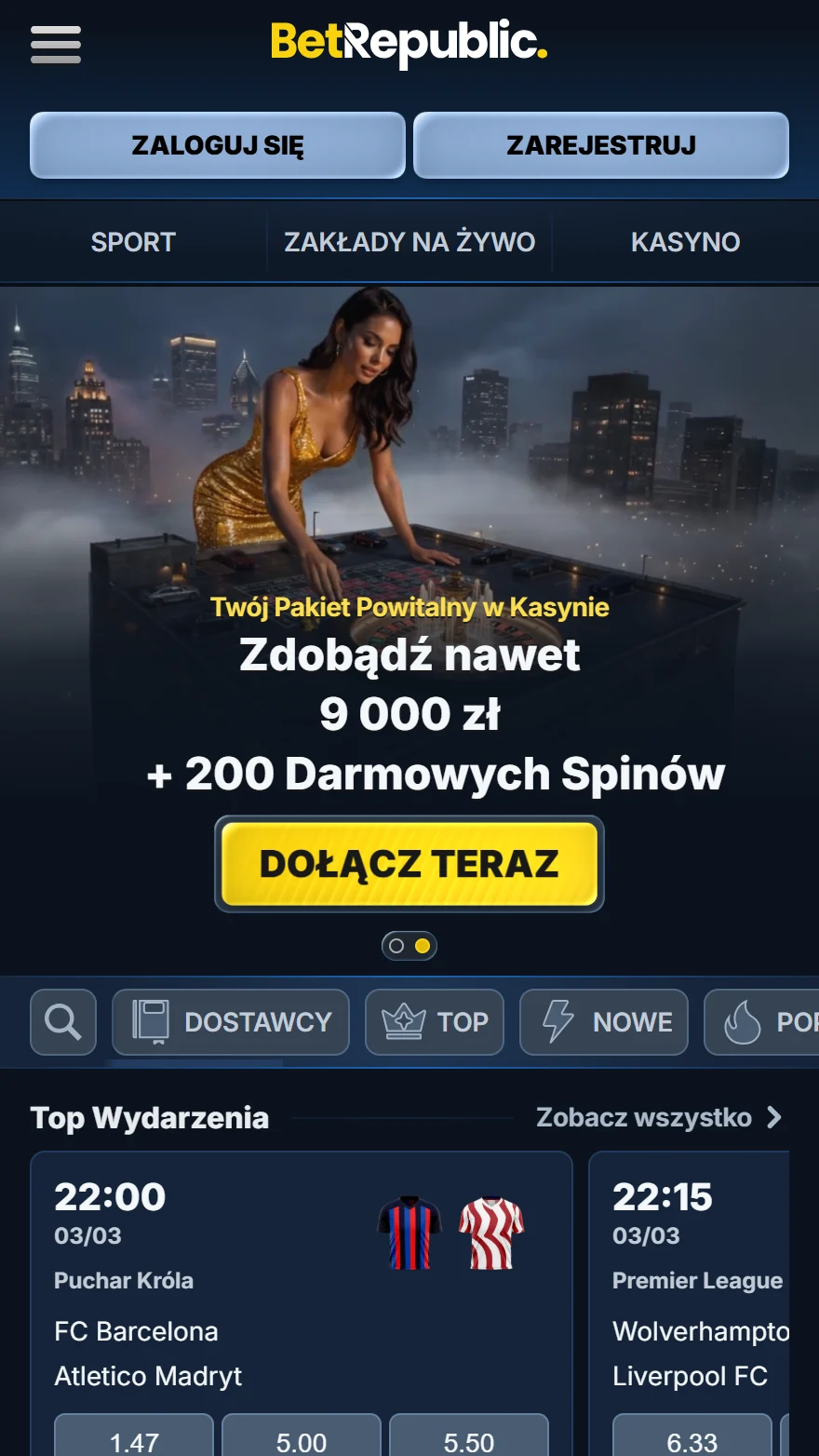 BetRepublic главная страница