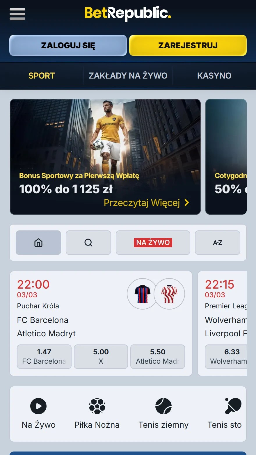 BetRepublic страница ставок на спорт