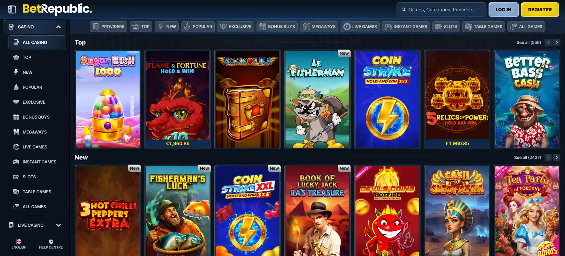 BetRepublic Casino games