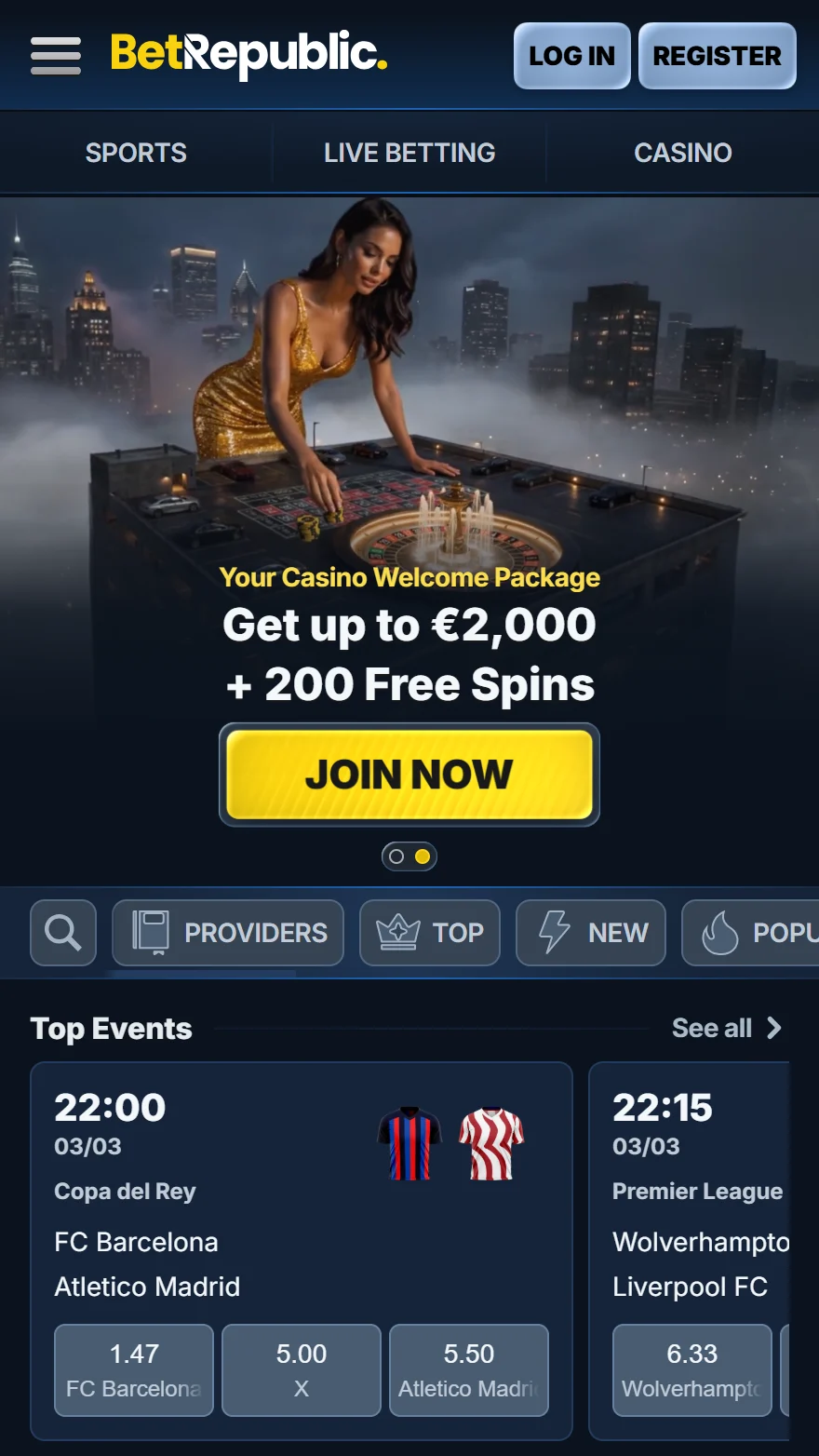 BetRepublic Casino homepage