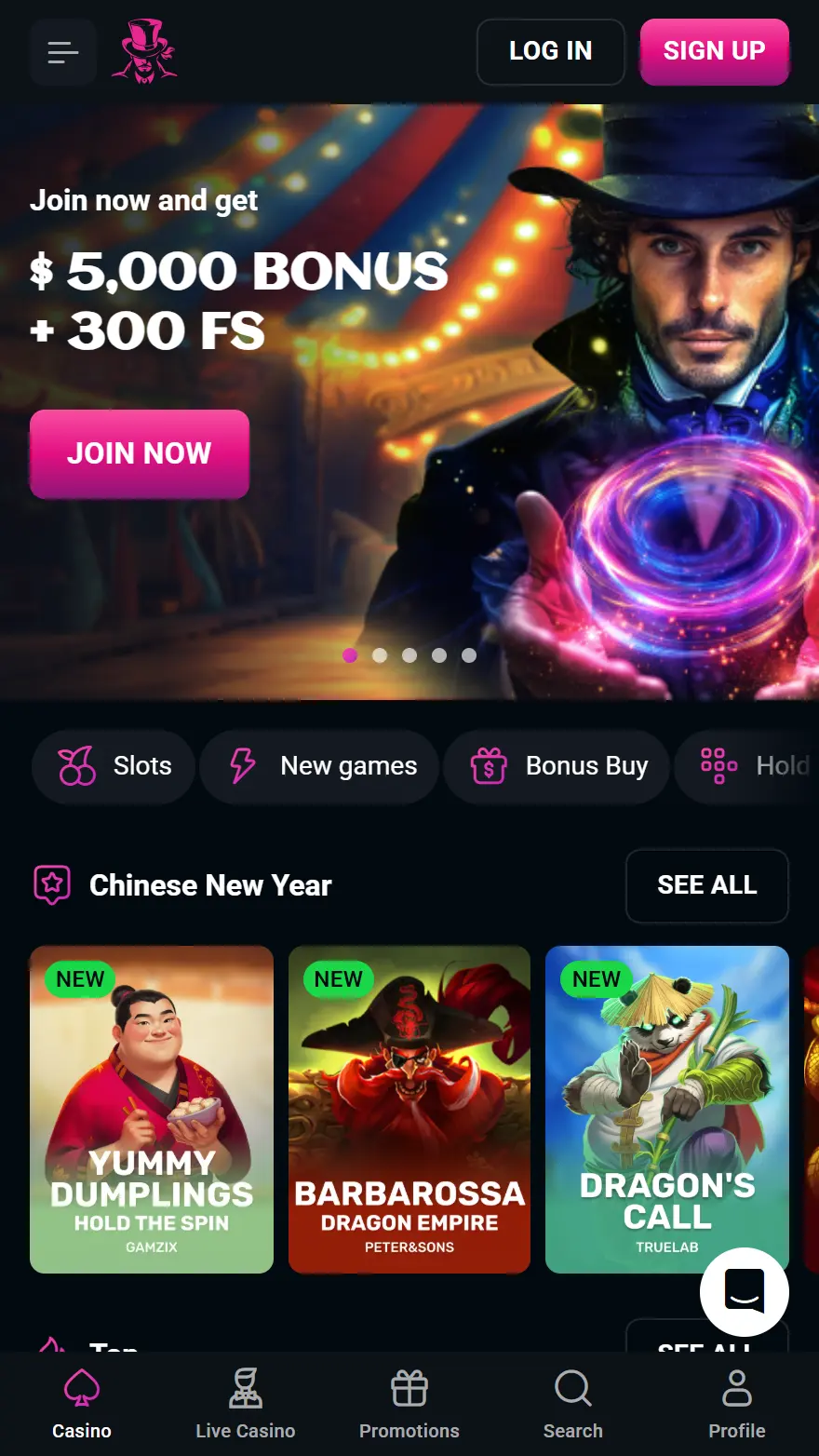 SpinsUp Casino homepage