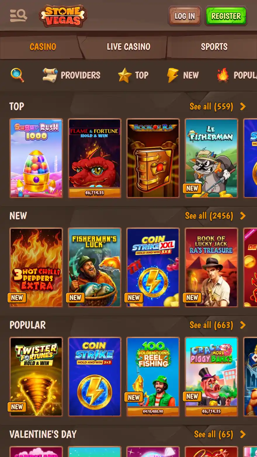 Stonevegas казино страница игр