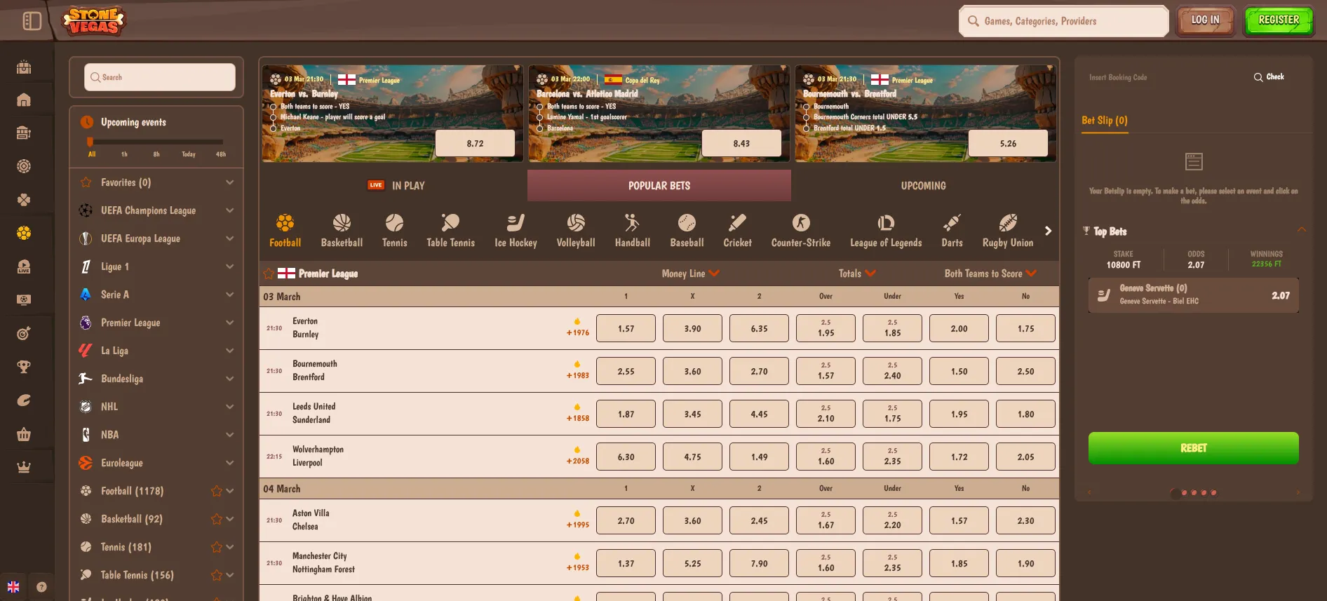 Stonevegas ставки на спорт