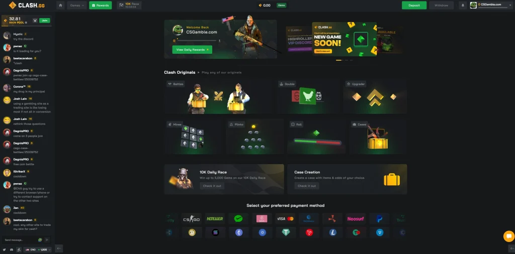 Clash.gg Website Overview