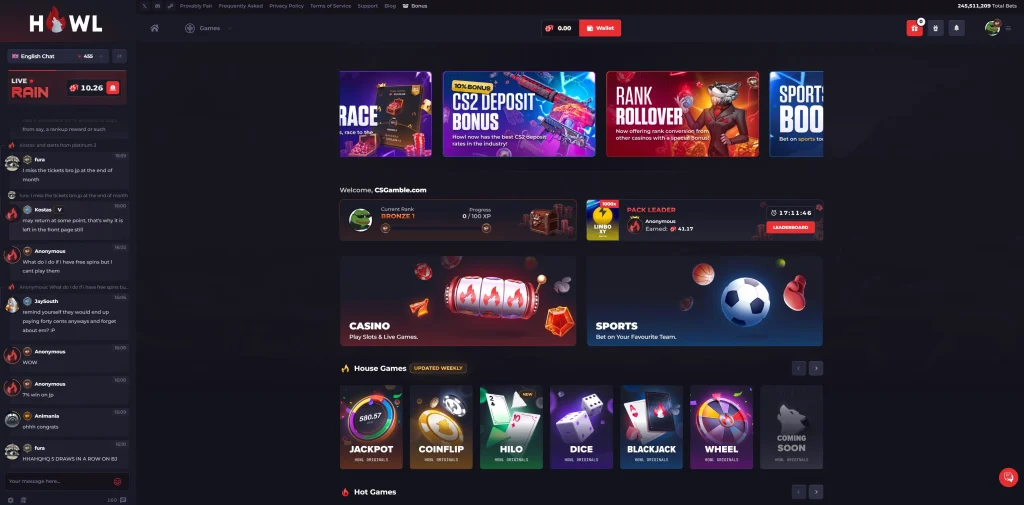 Howl.gg Website Overview